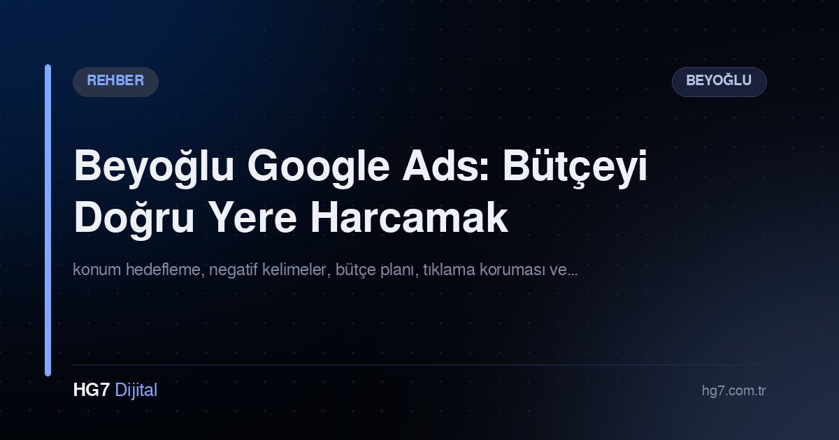 Beyoğlu Google Ads: Bütçeyi Doğru Yere Harcamak